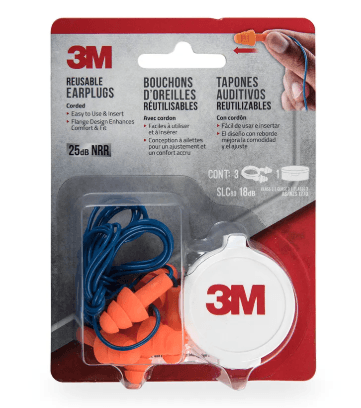 Tapones Auditivos Reutilizables 3M Modelo x3 Und90716H3 Naranja con Cordón